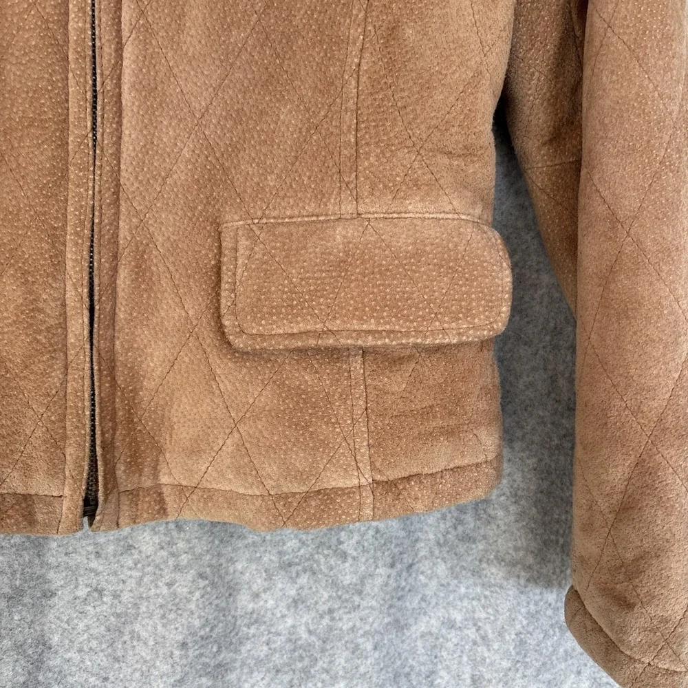 Vintage Casablanca Suede Leather Jacket Womens S Brown Zip Front Retro Coat - Picture 4 of 16